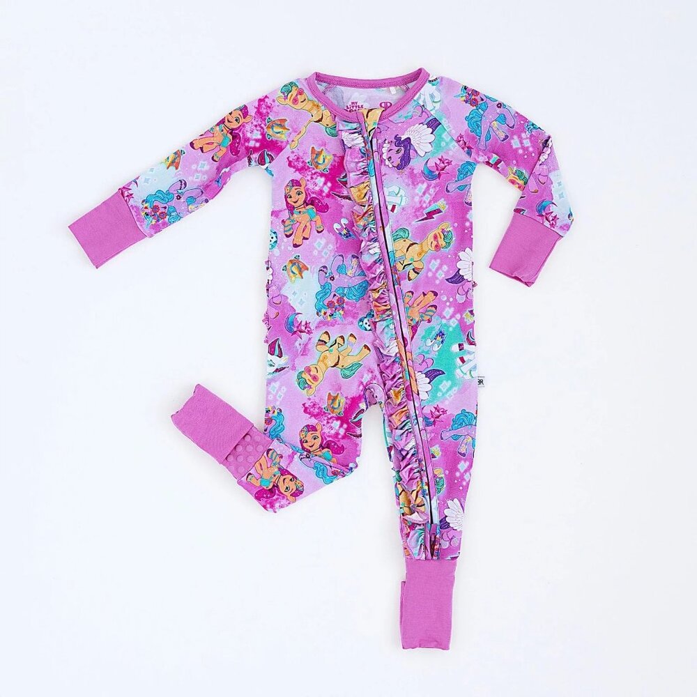 NWT Bums & Roses Baby Girl Bamboo My Little Pony Convertible Footie Sleeper 0-3M - Picture 9 of 10